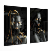 Women 2 Pieces Combine Glass Wall Art | Insigne Art Design.